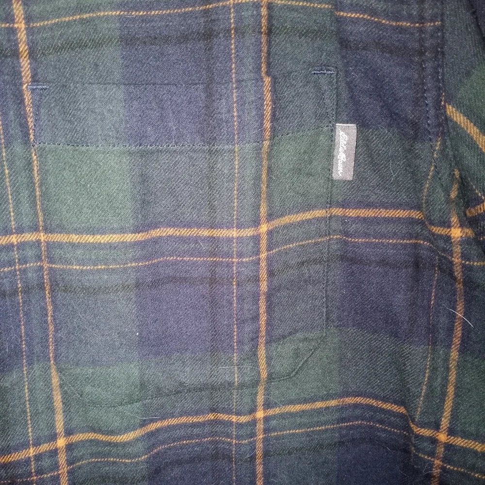 Eddie Bauer Flannel Shirts Mens Sz L Long‎ Sleeve Button Up Green Blue Plaid 2